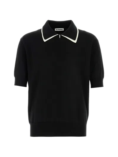 Jil Sander Contrast-collar Polo Shirt In Black