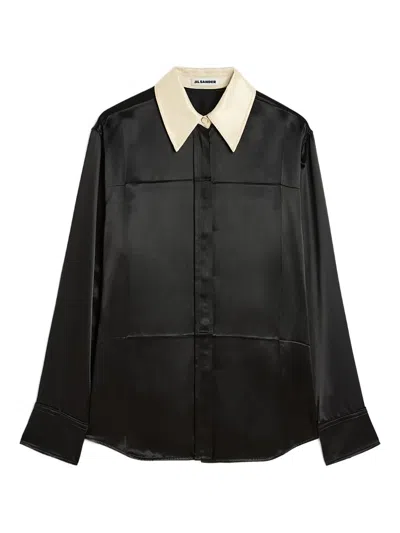 Jil Sander Contrast Collar Shirt In Black