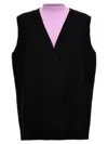 Jil Sander Ribbed Knit Sleeveless V-neck Vest In Black
