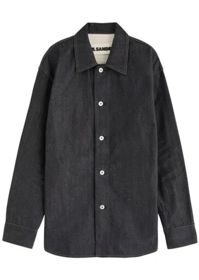 Jil Sander Contrast-stitch Denim Shirt In Dark Blue