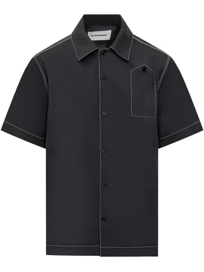 Jil Sander Contrast-stitching Shirt In Grey