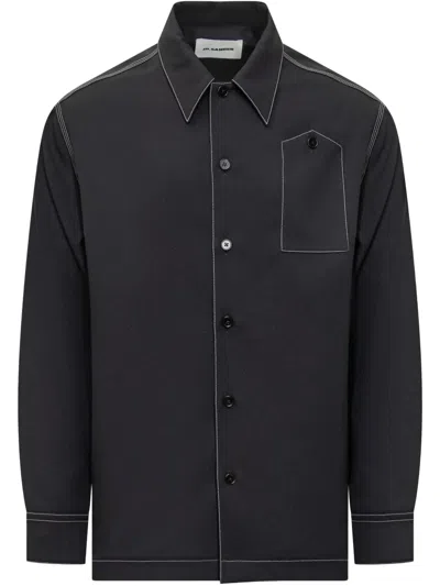 Jil Sander Contrast-stitching Shirt In Grey