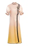 Jil Sander Contrast-trimmed Ombré Satin Midi Dress In Multi