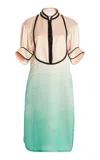 Jil Sander Contrast-trimmed Ombré Satin Midi Dress In Multi