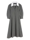 Jil Sander Mid-length Wool Dress With Contrasting Collar In Gray