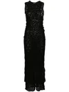 Jil Sander Embroidered Midi Dress In Black