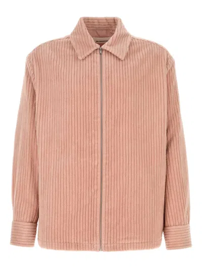 Jil Sander Corduroy Cotton Shirt Jacket In Pink
