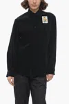 Jil Sander Corduroy Overshirt With Embroidered Patch In Black