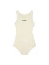 Jil Sander Logo Printed One-piece Swimsuit In Gray