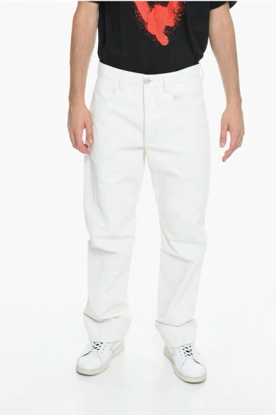 Jil Sander Cotton And Linen-blend Denims With Wide Leg 22cm In White