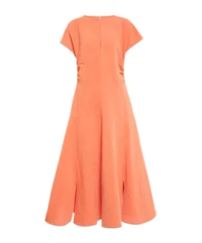 Jil Sander Cotton And Linen Midi Dress In Pink