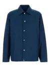 Jil Sander Cotton Windbreaker With Collared Neck And Front Pockets In Blue
