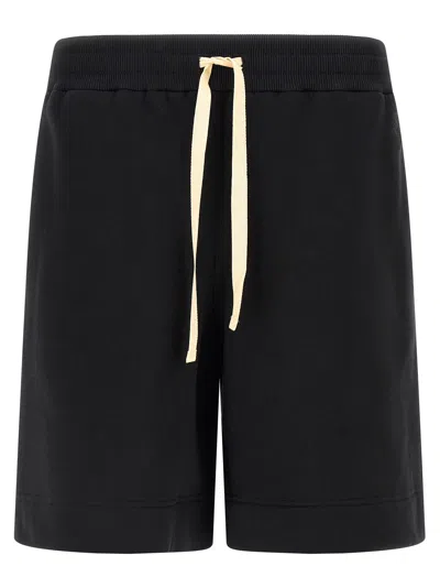 Jil Sander Embroidered Logo Bermuda Shorts In Black