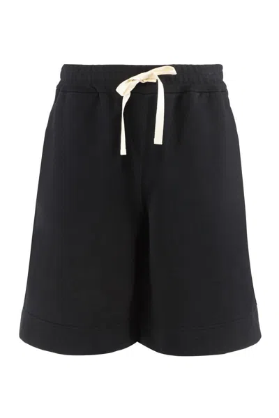 Jil Sander Black Drawstring Shorts In 001 Black