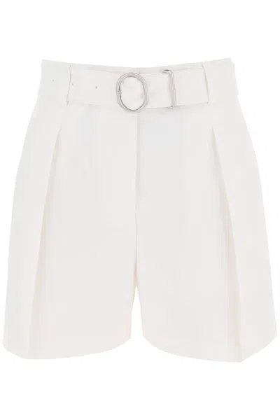 Jil Sander Cotton Bermuda Shorts With Removable Belt In White