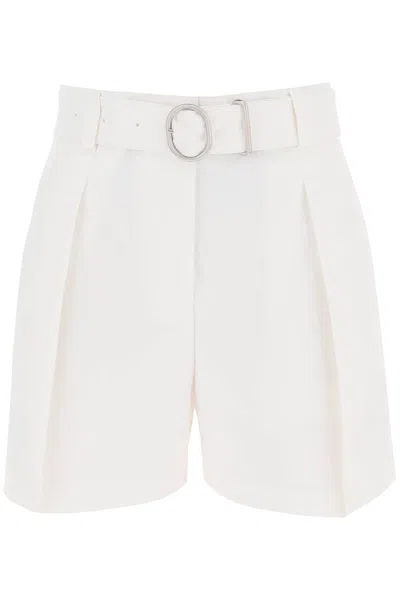 Jil Sander Cotton Bermuda Shorts With Removable Belt In White