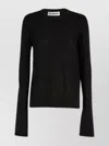 Jil Sander Cotton Blend Crew-neck Sweater With Flared Sleeves