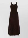 JIL SANDER COTTON BLEND RIBBED DRESS WITH ROUND NECKLINE