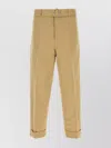 Jil Sander Cotton Blend Trousers Cuffed Hem In Neutrals