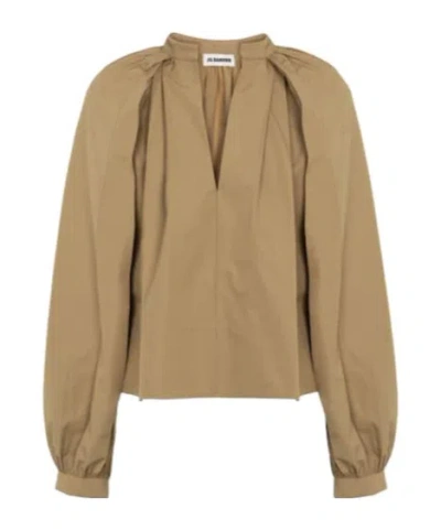 Jil Sander Cotton Blouse In Brown