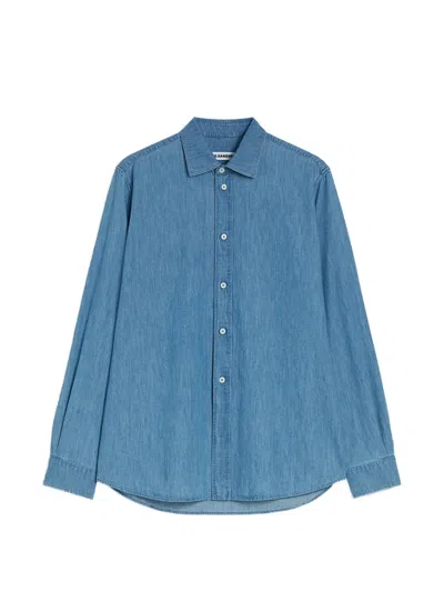 Jil Sander Chambray Shirt Long Sleeves Button Cuffs In Blue