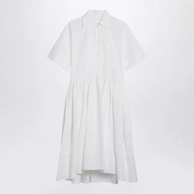 Jil Sander Cotton Chemisier Dress With Asymmetric Hem For Women In White