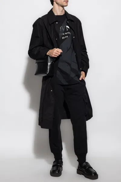 Jil Sander Cotton Coat With Logo In Black