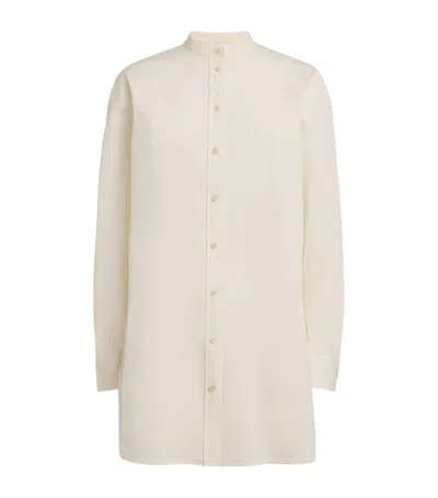 Jil Sander Cotton Collarless Shirt In White