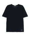 Jil Sander Blue Cotton T-shirt With Small White Logo In Black