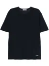 Jil Sander Blue Cotton T-shirt With Small White Logo In Blue