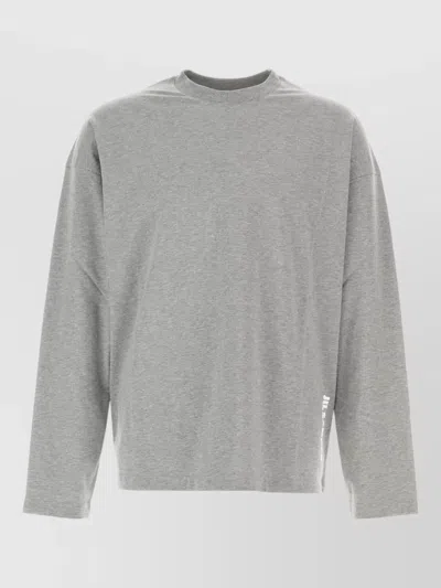 Jil Sander Cotton Crew Neck Long Sleeve T Shirt In Gray