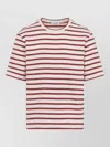 Jil Sander Striped-pattern Logo-patch T-shirt In Neutral