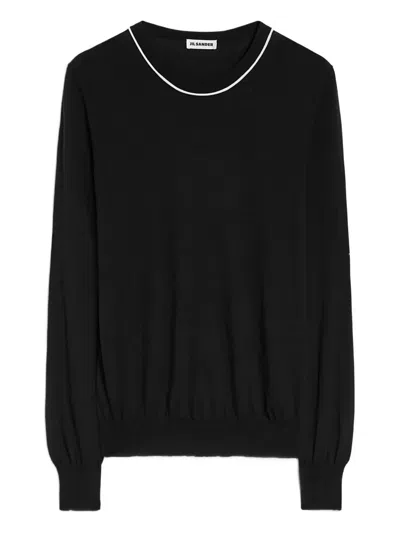 Jil Sander 棉圆领毛衣 In Black
