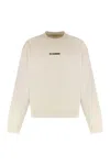 Jil Sander Logo Print Crewneck Sweatshirt In Neutral