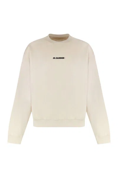 Jil Sander Cotton Crew-neck Sweatshirt In Neutral