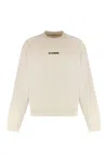 Jil Sander Logo Print Crewneck Sweatshirt In Neutral