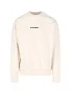 Jil Sander Logo Print Crewneck Sweatshirt In Beige
