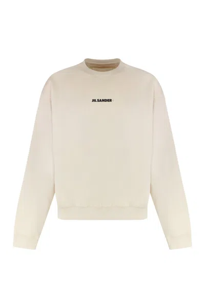 Jil Sander Cotton Crew-neck Sweatshirt In Neutral