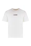 Jil Sander White T-shirt With Short Sleeves And Contrasting Logo Print In Cotton Man In White