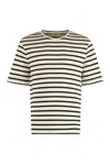 Jil Sander Black And White Striped Short Sleeve T-shirt In Ivory