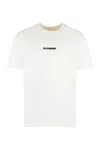 Jil Sander White T-shirt With Short Sleeves And Contrasting Logo Print In Cotton Man In White