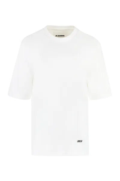 Jil Sander Ribbed Crew-neck T-shirt In Cotton In White