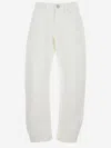 Jil Sander White Jeans With Logo Patch On The Rear And Fringed Hem In Denim Woman In White