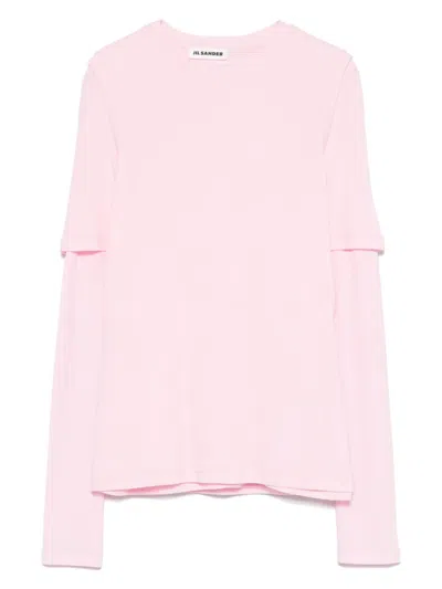 Jil Sander Cotton Double-layered Top In Pink