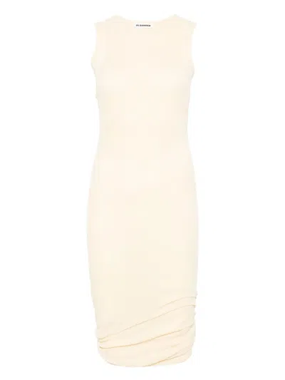 Jil Sander Cotton Dress In Neutral