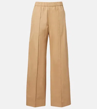 Jil Sander Cotton Drill Wide-leg Pants In Brown