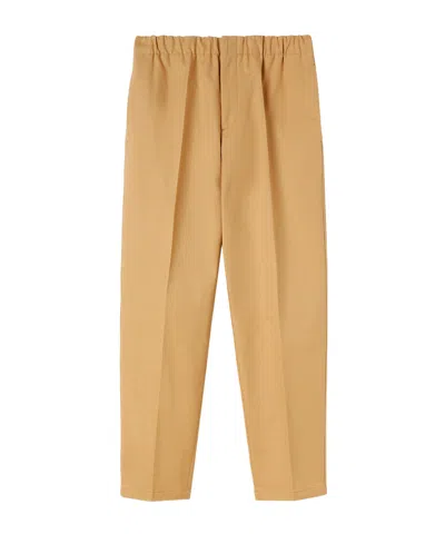 Jil Sander Cotton Gabardine Tapered Trousers In Sand Stone