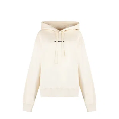 Jil Sander Cotton Hooded Sweatshirt Women In White