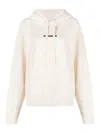Jil Sander Logo Cotton Hoodie With Drawstring Hood In Blanco