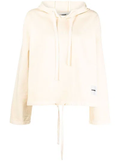 Jil Sander Cotton Hoodie In Powder